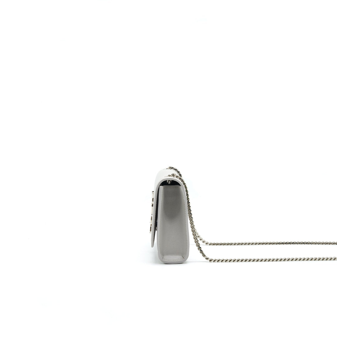 SAINT LAURENT SMALL KATE SMALL CHAIN BAG LIGHT GREY SHW