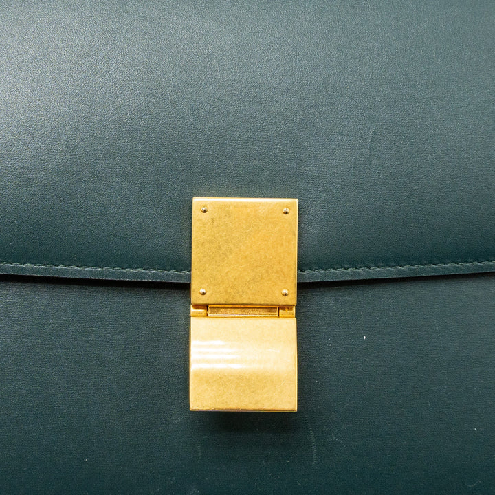 Celine Medium Classic Box Bag Calfskin Green Brushed
