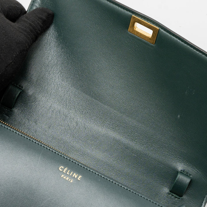 Celine Medium Classic Box Bag Calfskin Green Brushed
