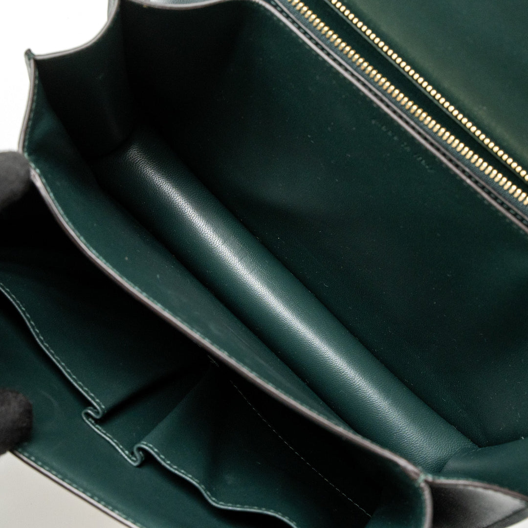 Celine Medium Classic Box Bag Calfskin Green Brushed