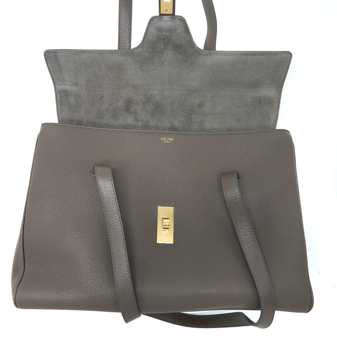 Celine Medium Soft 16 Bag Grained Calfskin Dark Grey