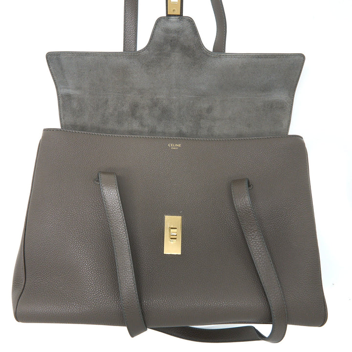 Celine Medium Soft 16 Bag Grained Calfskin Dark Grey