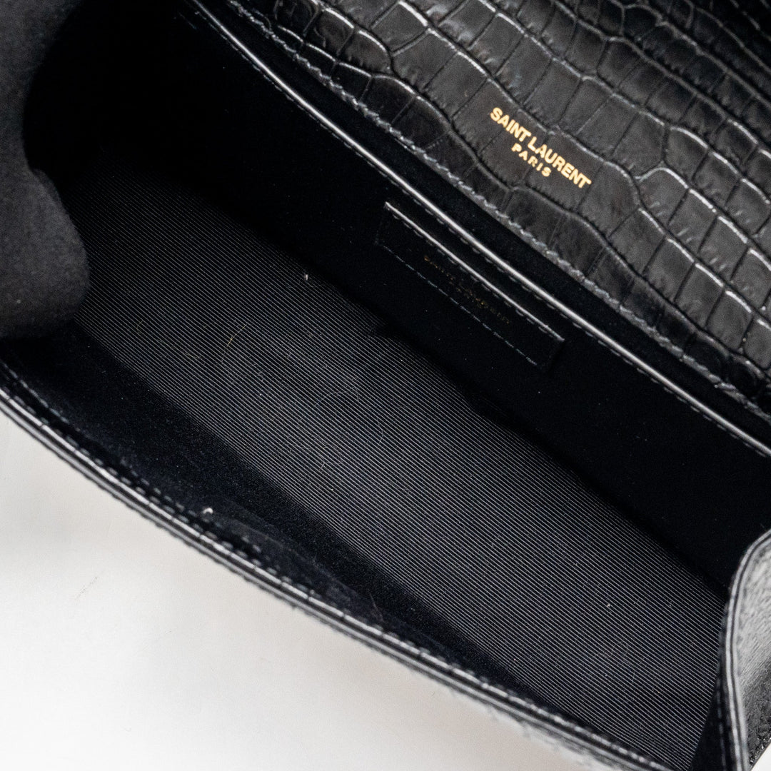 Saint Laurent Kate bag Tassel croc-embossed black GHW