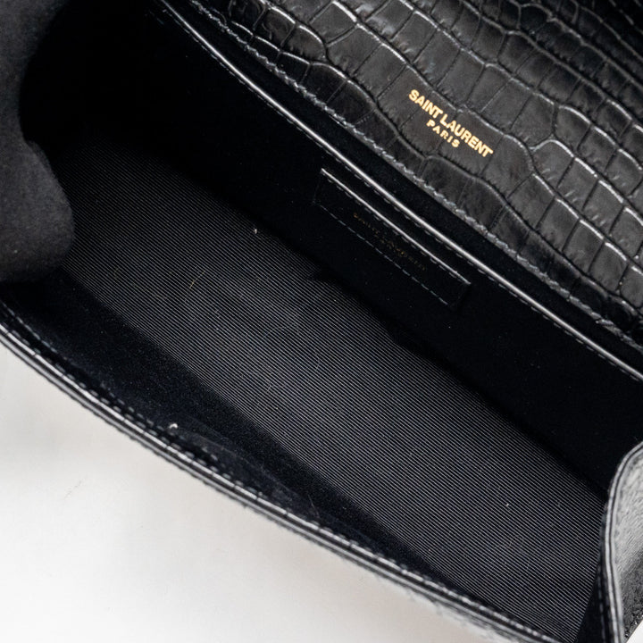 Saint Laurent Kate bag Tassel croc-embossed black GHW
