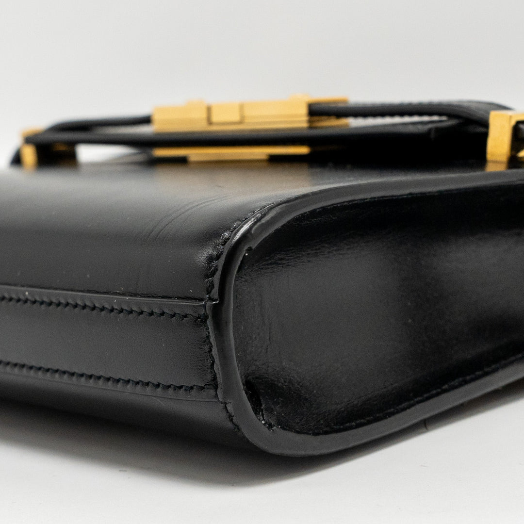 Saint Laurent Mini Manhattan Shoulder Bag Calfskin Black GHW