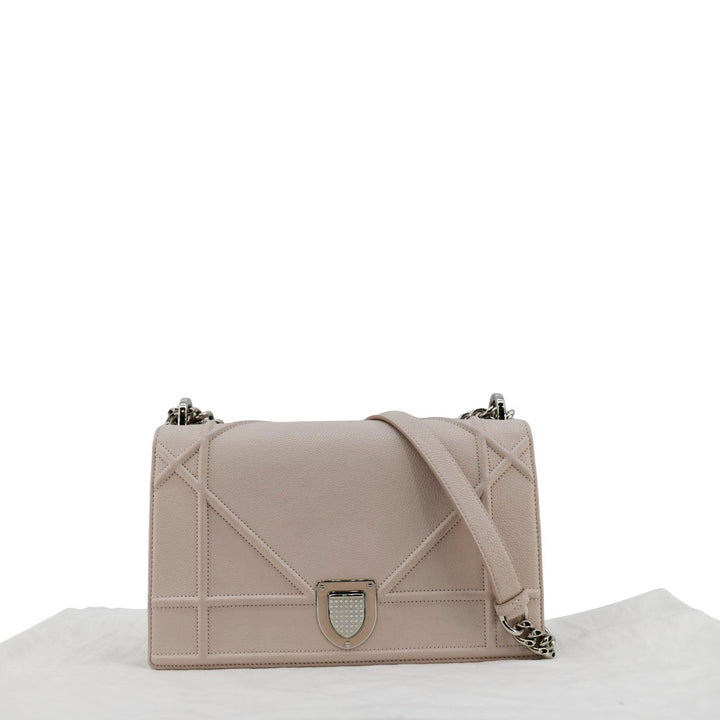 CHRISTIAN DIOR Diaroma Flap Grained Calfskin Leather Crossbody Bag Light Pink