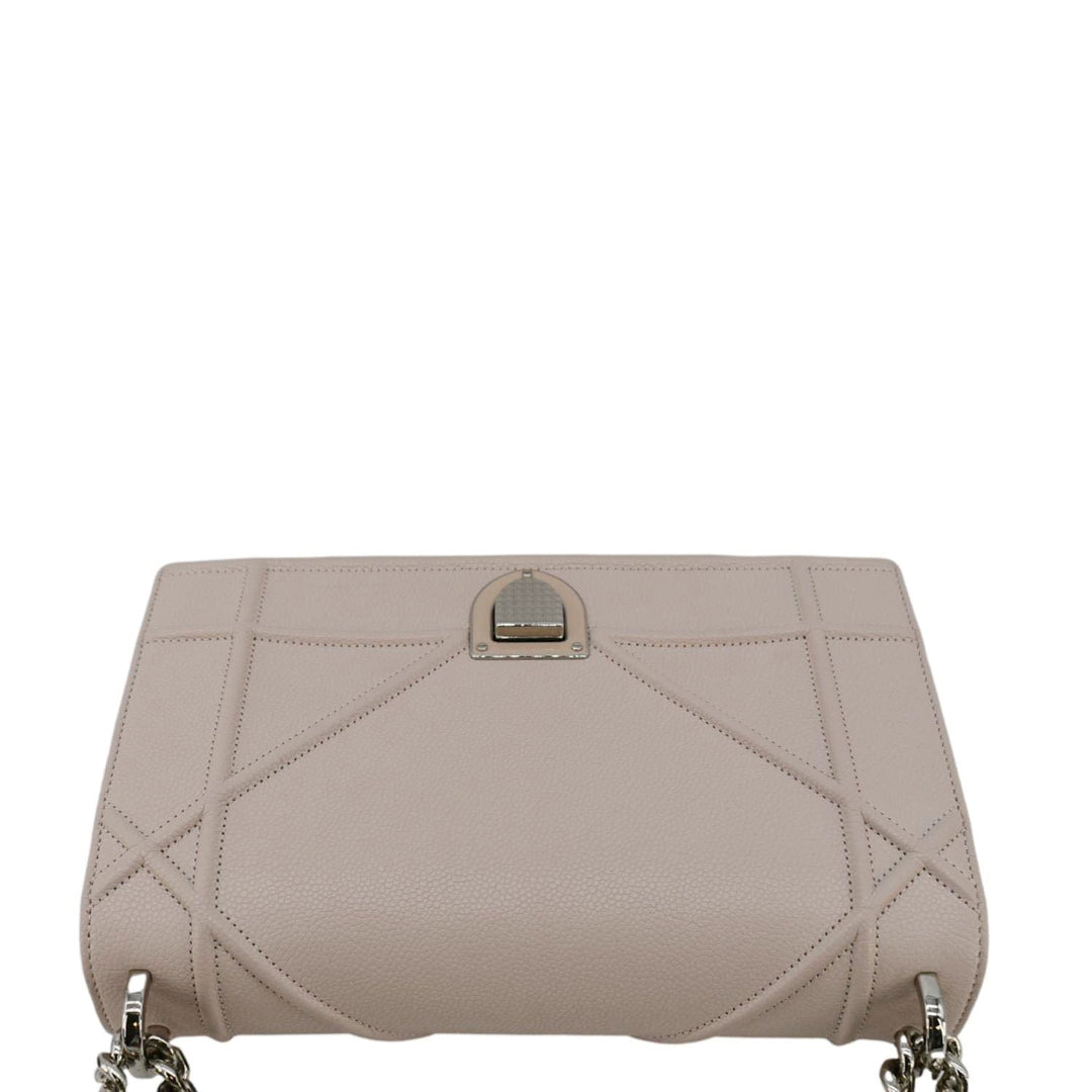 CHRISTIAN Top quality Dior Diaroma Flap Grained Calfskin Leather Crossbody Bag Light Pink