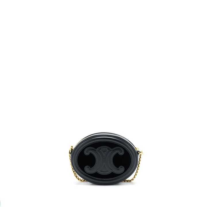 Celine Oval Bag Cuir Triomphe Calfskin/Velvet with Chain