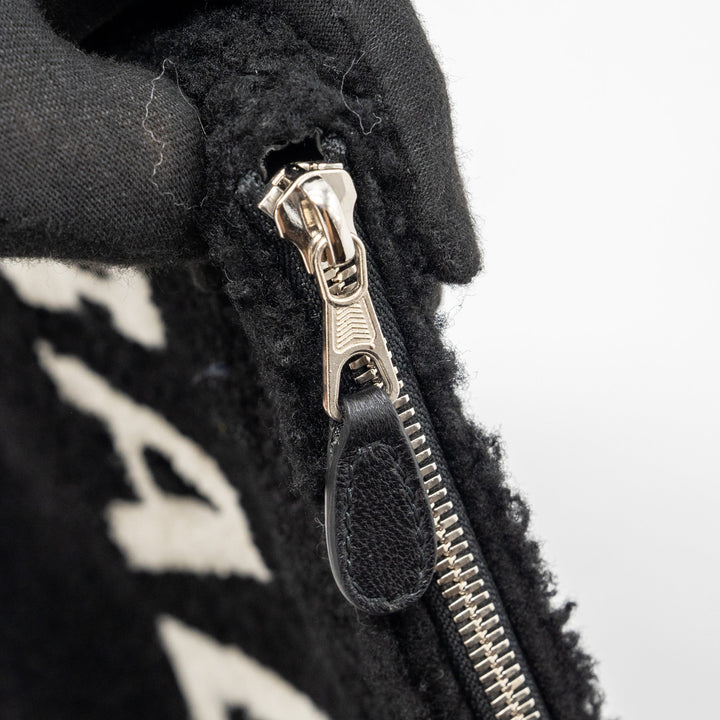 Top Quality Balenciaga zip pouch clutch shearling black/ white SHW