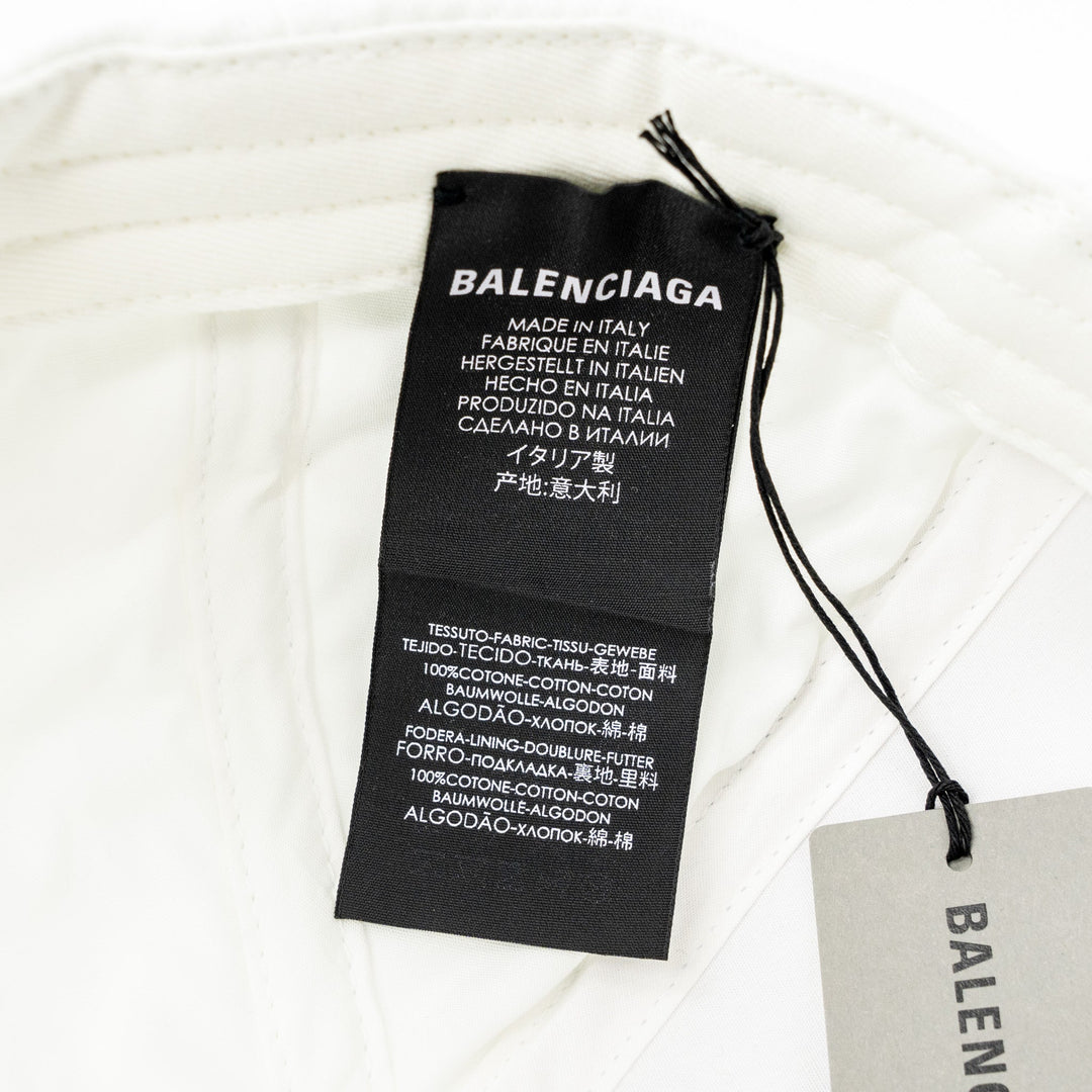 Top Quality Balenciaga Size L Embroidery Baseball Cap Fabric White