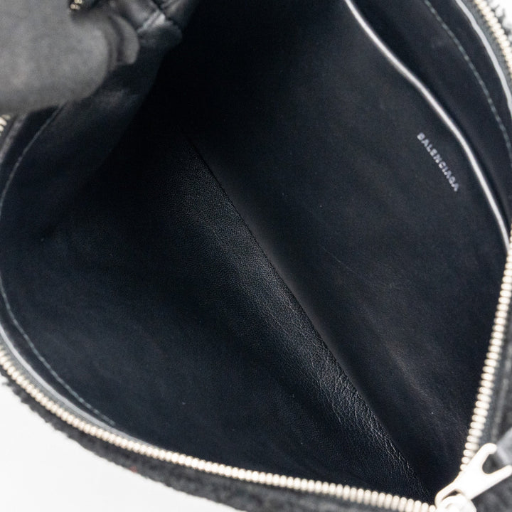 Top Quality Balenciaga zip pouch clutch shearling black/ white SHW