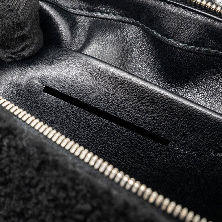 Top Quality Balenciaga zip pouch clutch shearling black/ white SHW
