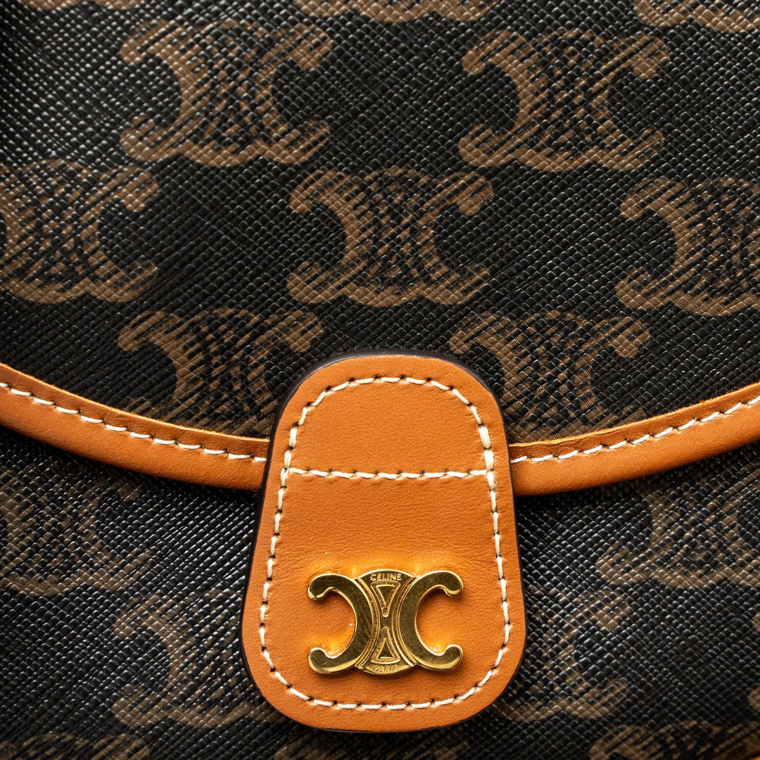 Celine Mini Besace in Triomphe Canvas/Calfskin Tan