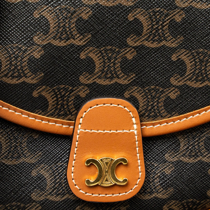 Celine Mini Besace in Triomphe Canvas/Calfskin Tan