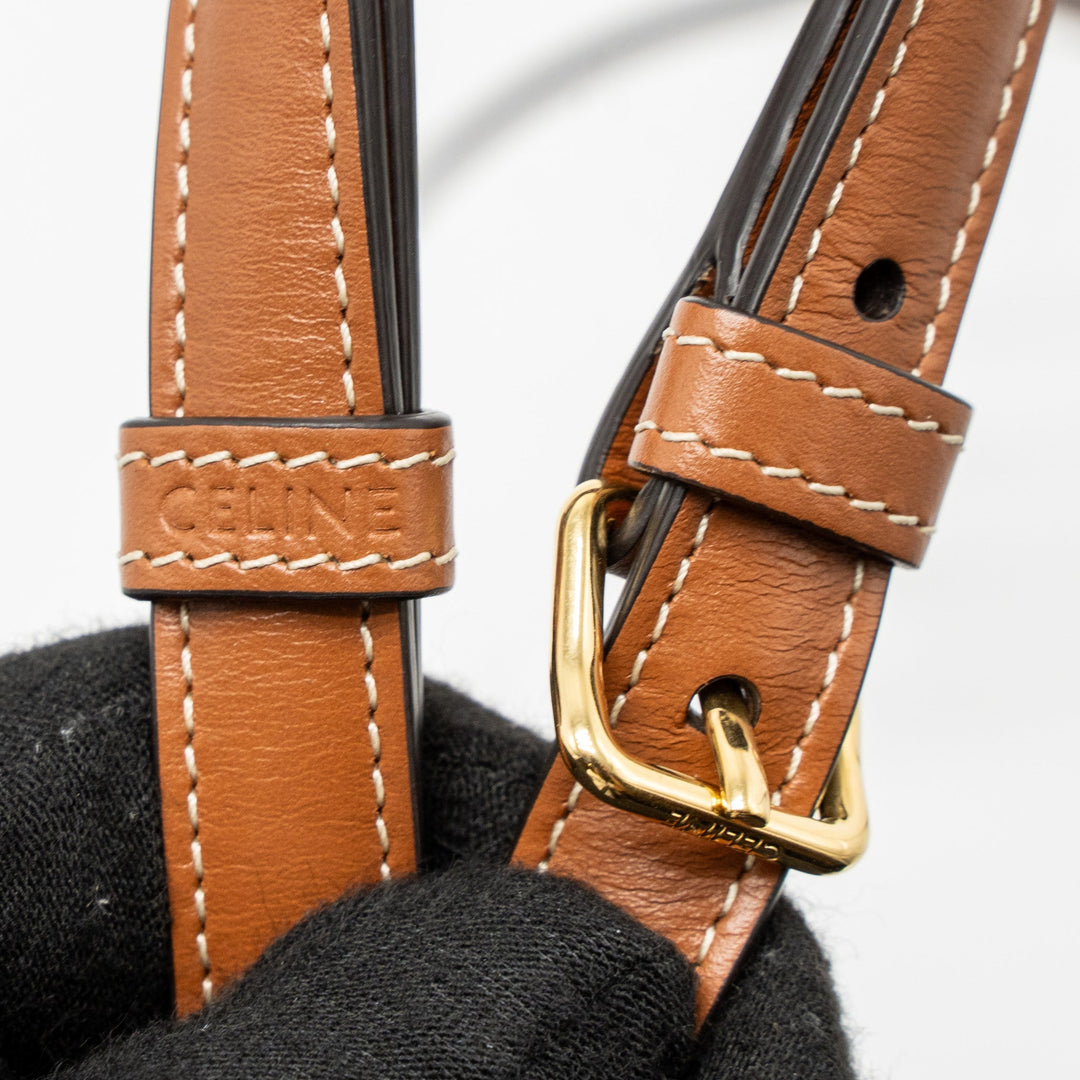 Celine Mini Besace in Triomphe Canvas/Calfskin Tan