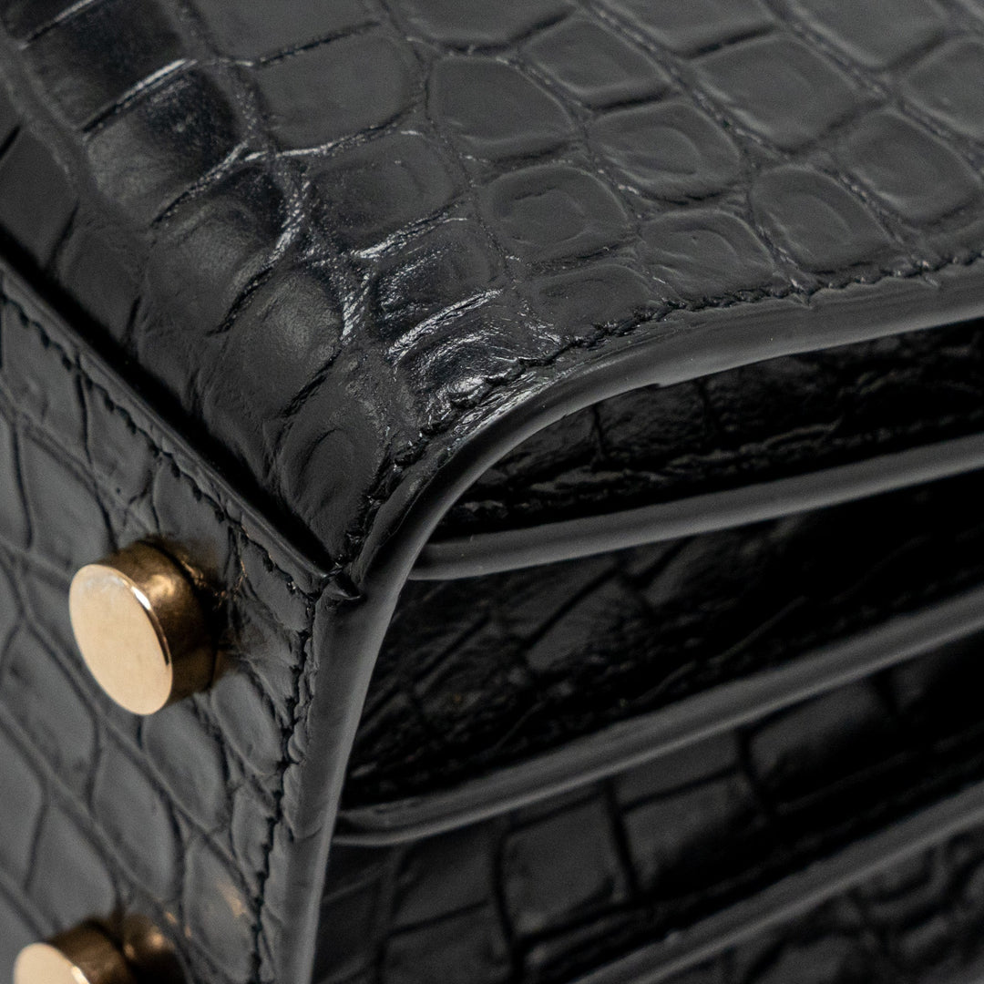 Saint Laurent/YSL Nano Sac de Jour Croc-Embossed Calfskin Black GHW