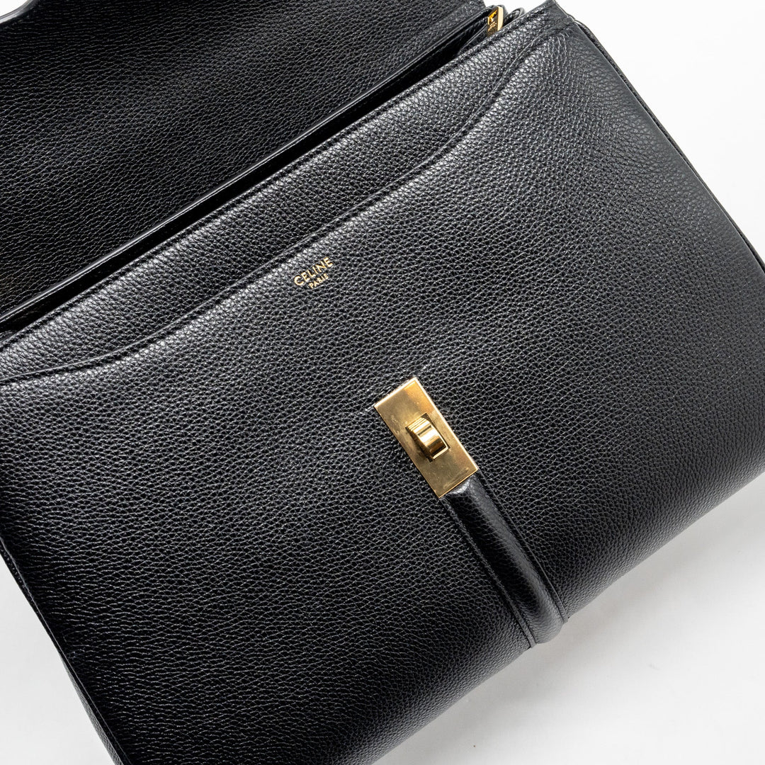Celine 16 Bag Grained Calfskin Black