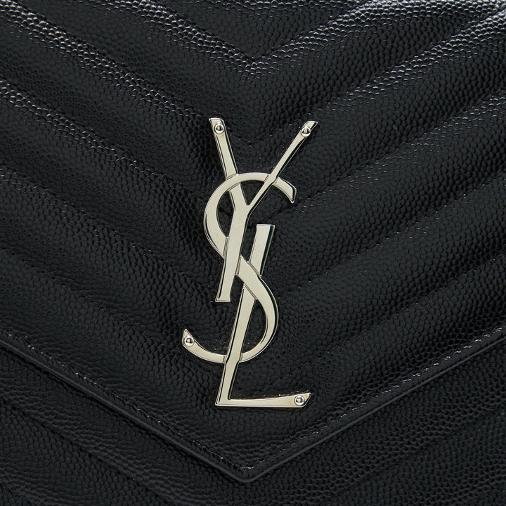 Saint Laurent Envelope Monogram Wallet on Chain in SHW