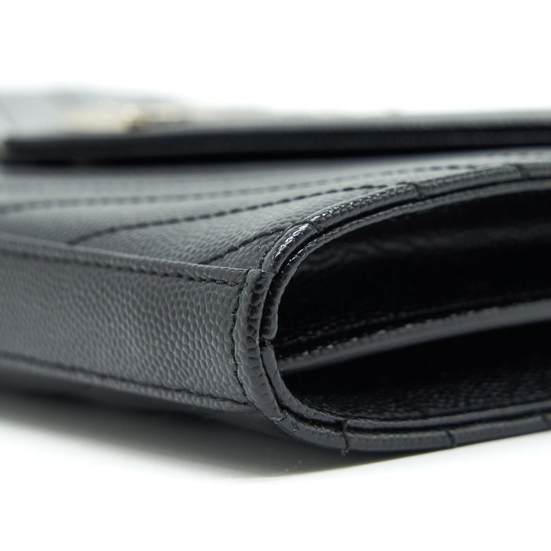 Saint Laurent Envelope Monogram Wallet on Chain in SHW