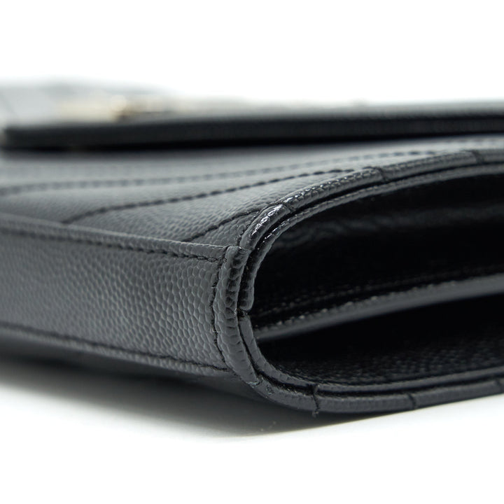 Saint Laurent Envelope Monogram Wallet on Chain in SHW