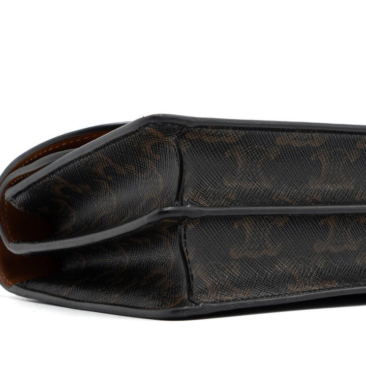 Top Quality Celine Wallet On Strap Triomphe Canvas/Smooth Lambskin Tan