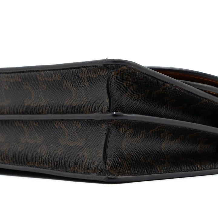 Celine Wallet On Strap Triomphe Canvas/Smooth Lambskin Tan