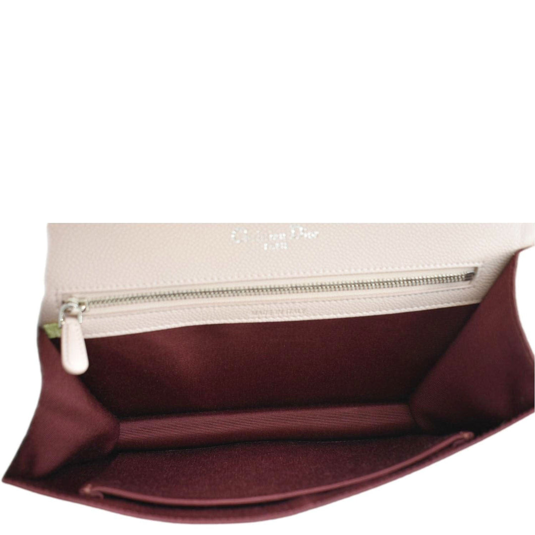 CHRISTIAN Top quality Dior Diaroma Flap Grained Calfskin Leather Crossbody Bag Light Pink