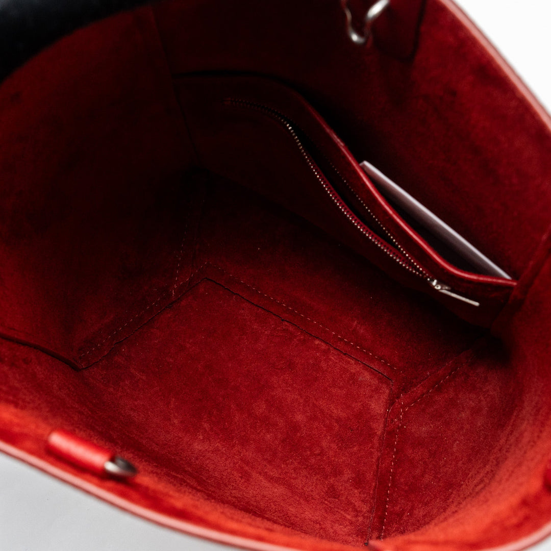 Celine Sangle Small Bucket Bag Grained Calfskin Red