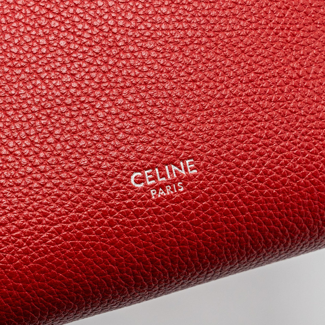 Top Quality Celine Sangle Small Bucket Bag Grained Calfskin Red
