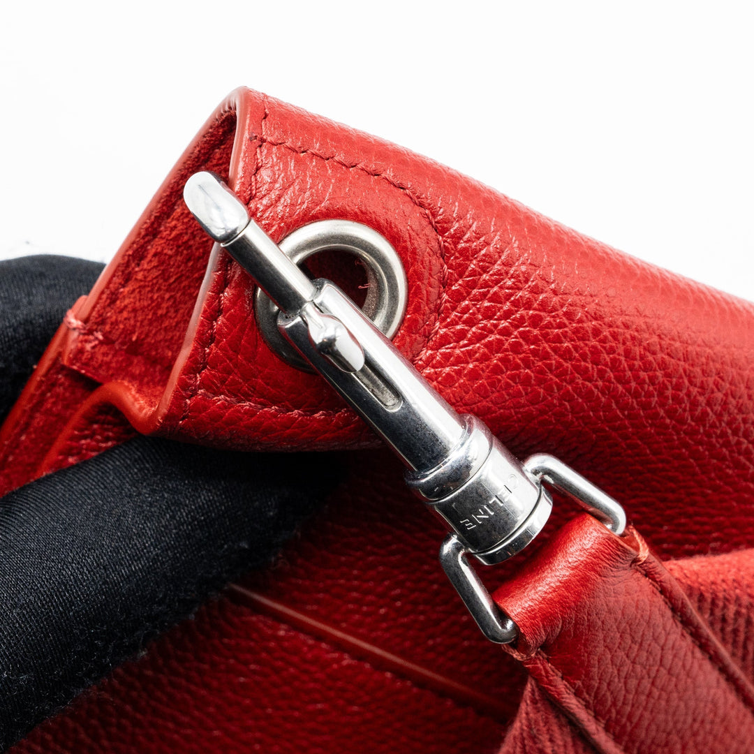 Top Quality Celine Sangle Small Bucket Bag Grained Calfskin Red