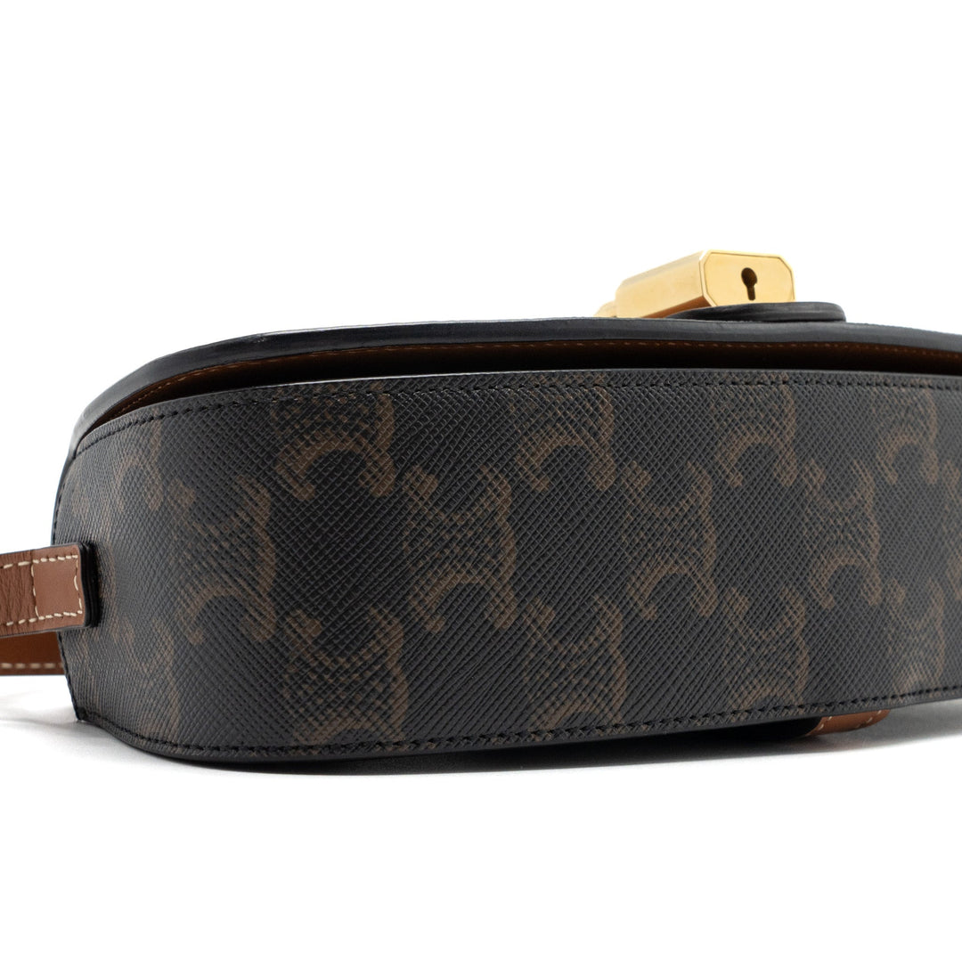 Celine Clutch On Strap Tabou Calfskin/Triomphe Canvas Tan