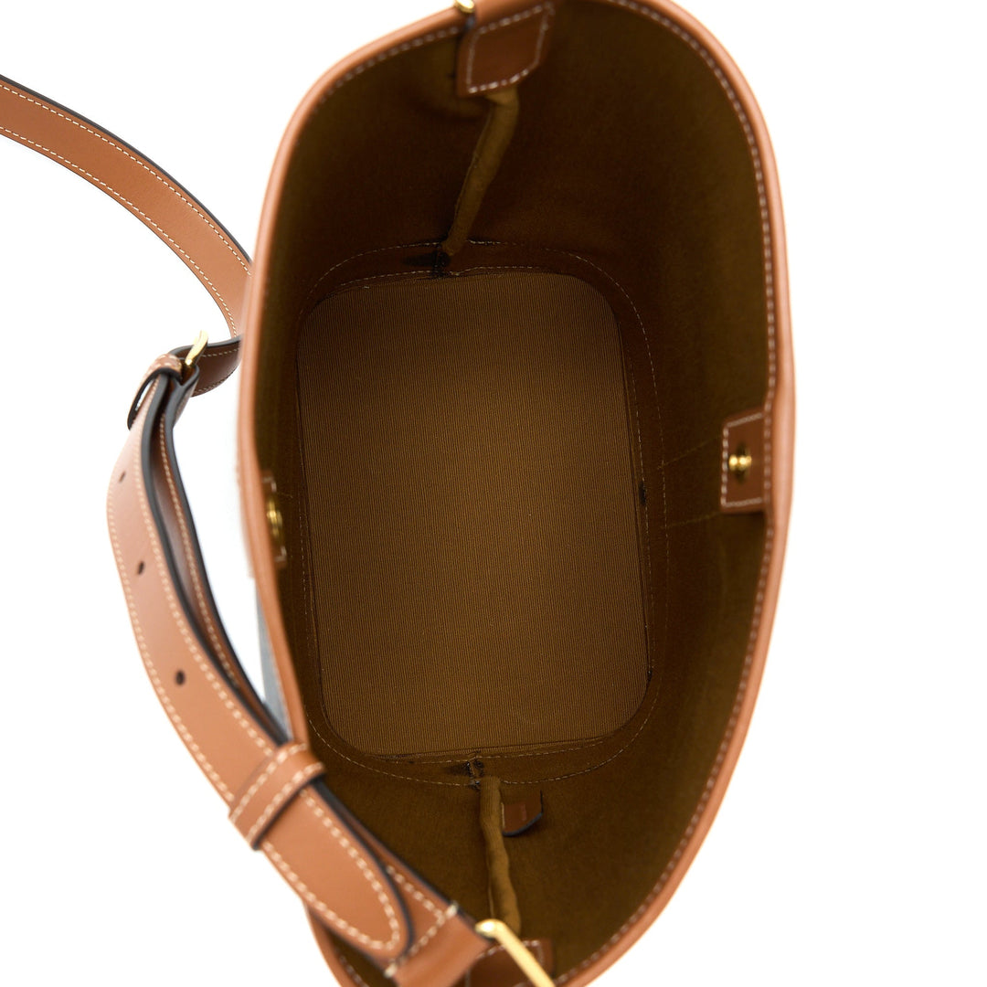 Top Quality Celine Small Bucket Bag Triomphe Canvas/Leather Tan
