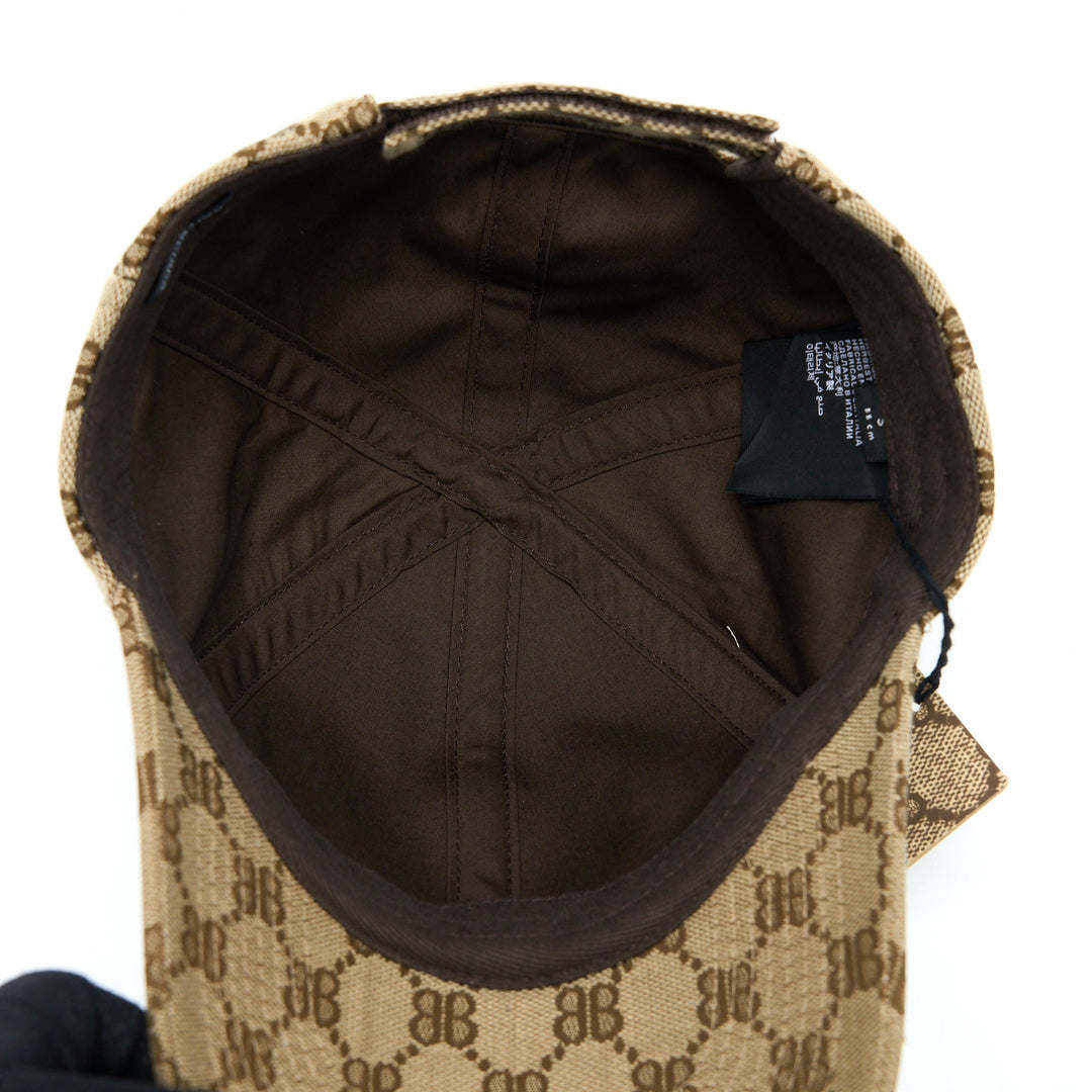 Top Quality Balenciaga X Gucci Size S Hacker Project Cap Canvas Jacquard Ebony/Brown