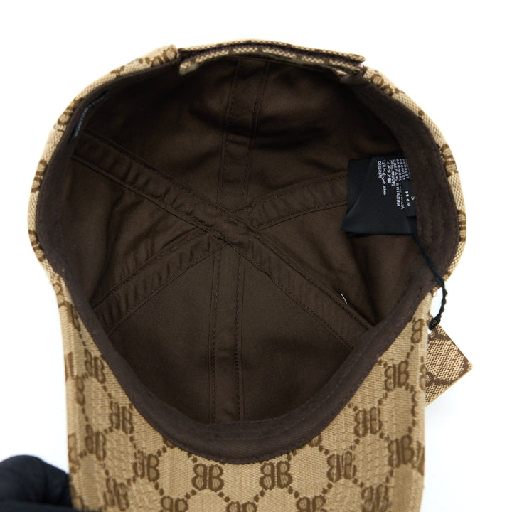 Top Quality Balenciaga X Gucci Size S Hacker Project Cap Canvas Jacquard Ebony/Brown