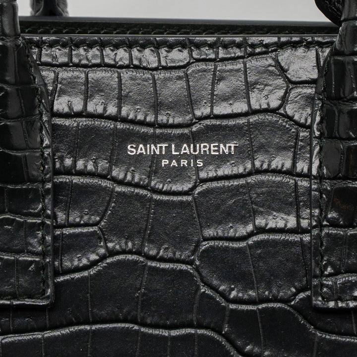 Saint laurent Sac De Jour Nano croc embossed calfskin dark green SHW