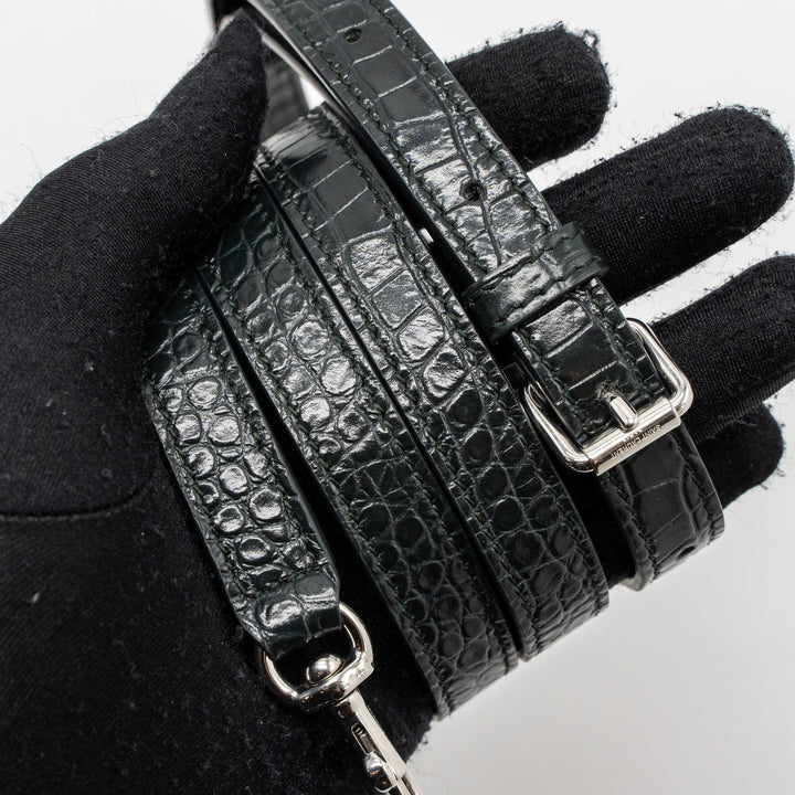 Saint laurent Sac De Jour Nano croc embossed calfskin dark green SHW