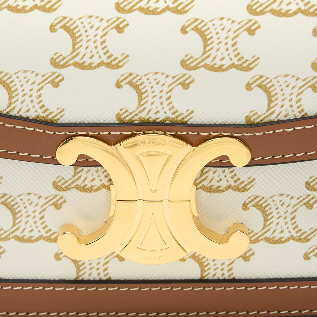 Top Quality Celine Teen Triomphe Bag Triomphe Canvas/Calfskin White