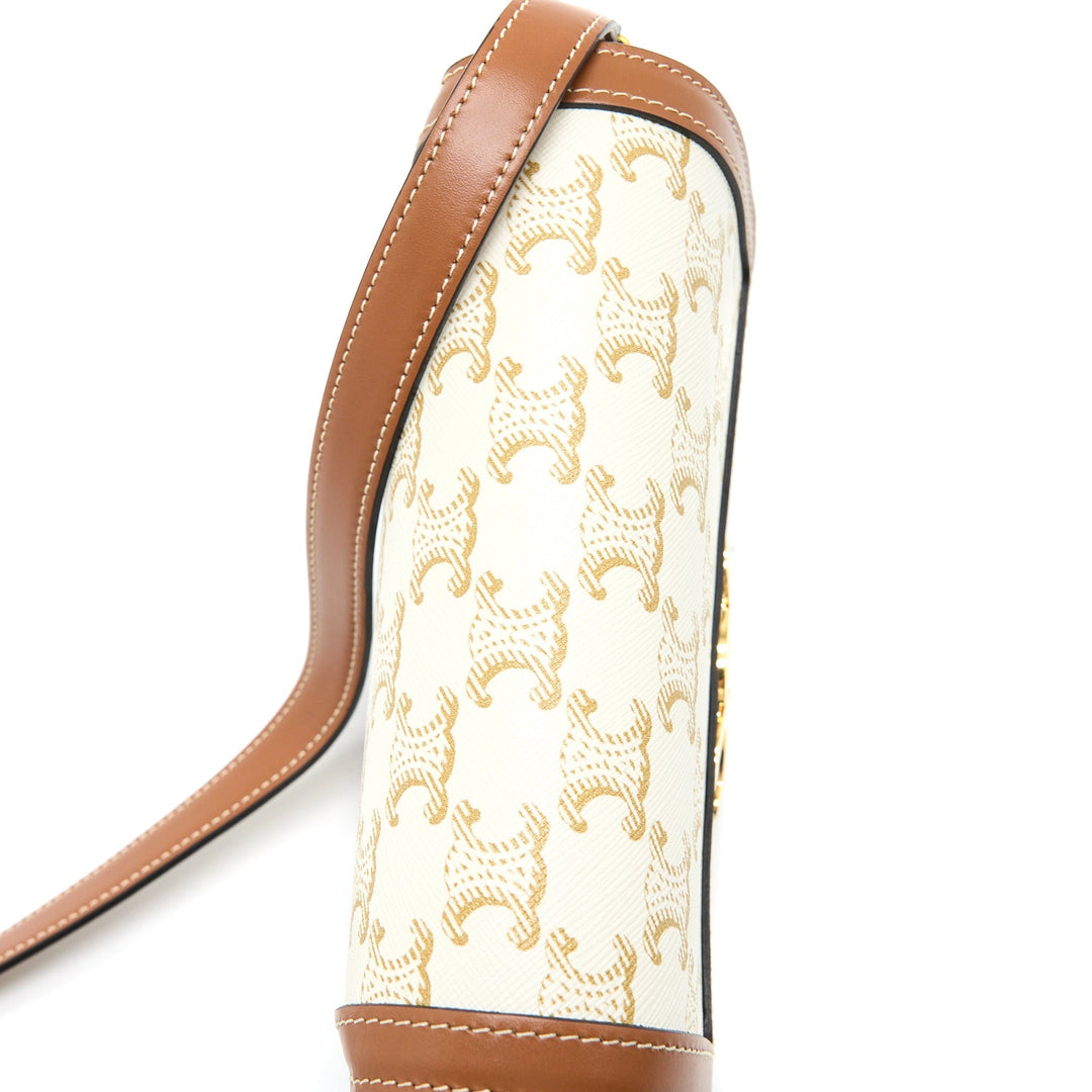 Top Quality Celine Teen Triomphe Bag Triomphe Canvas/Calfskin White