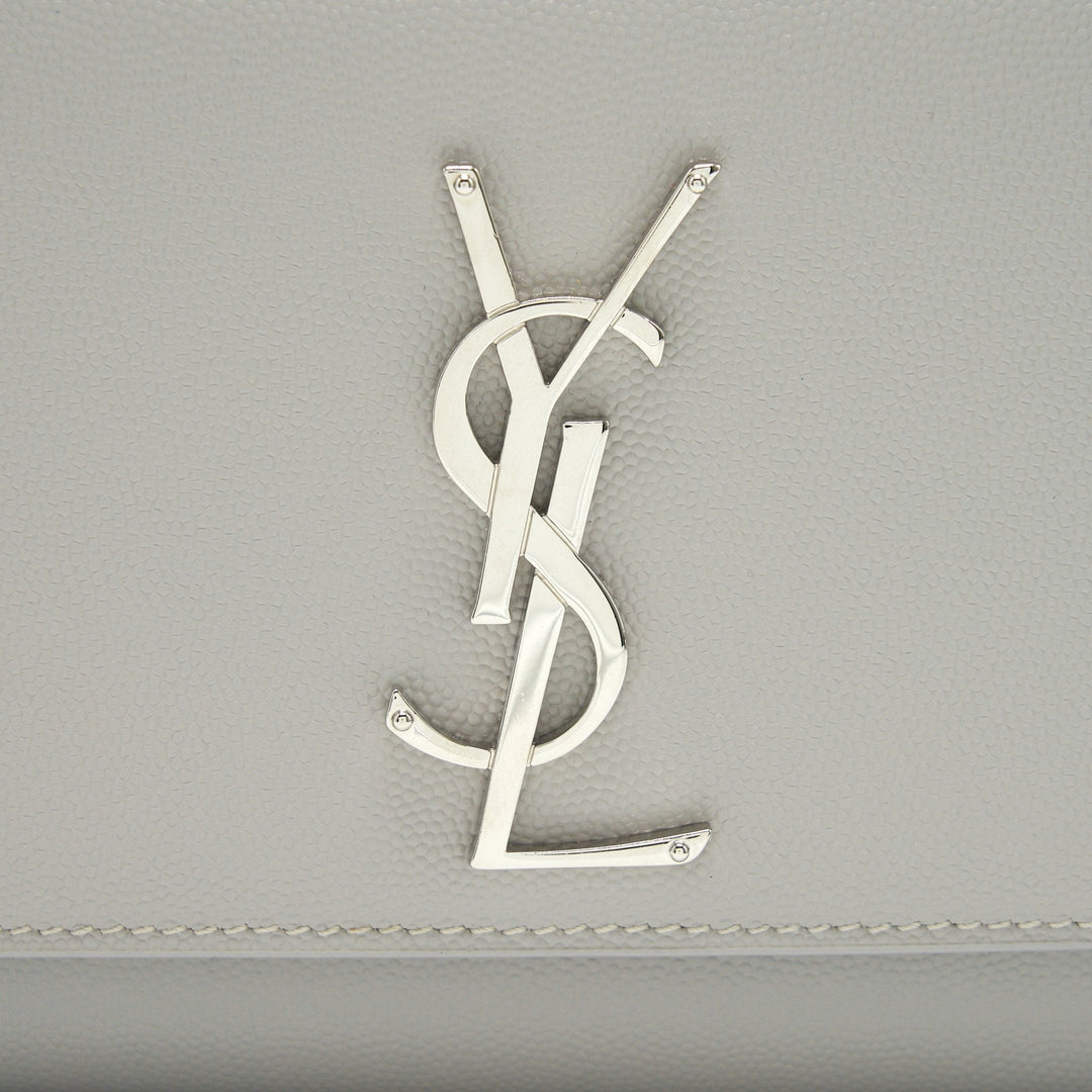 SAINT LAURENT SMALL KATE SMALL CHAIN BAG LIGHT GREY SHW