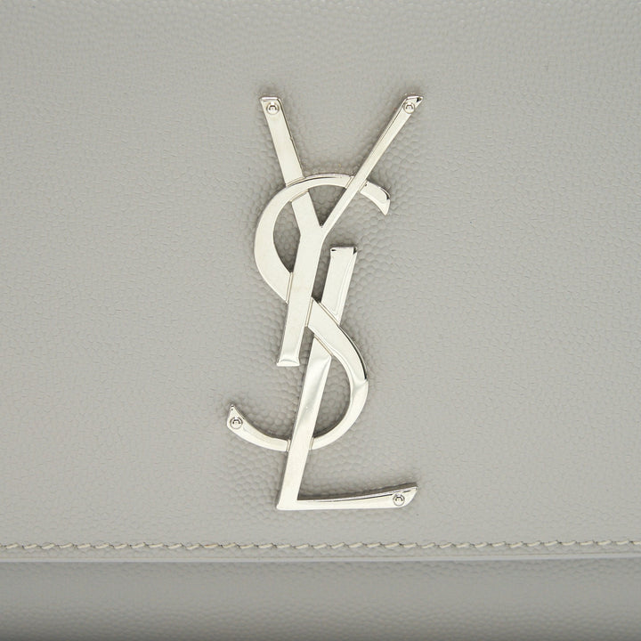SAINT LAURENT SMALL KATE SMALL CHAIN BAG LIGHT GREY SHW