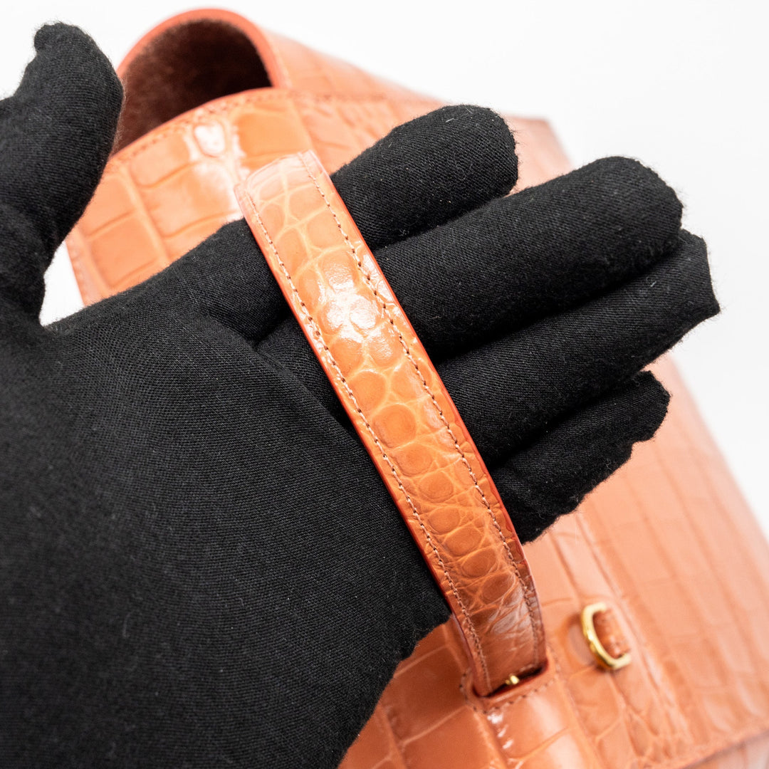 Top Quality Celine Nano Belt Bag Croc embossed calfskin Lychee pink