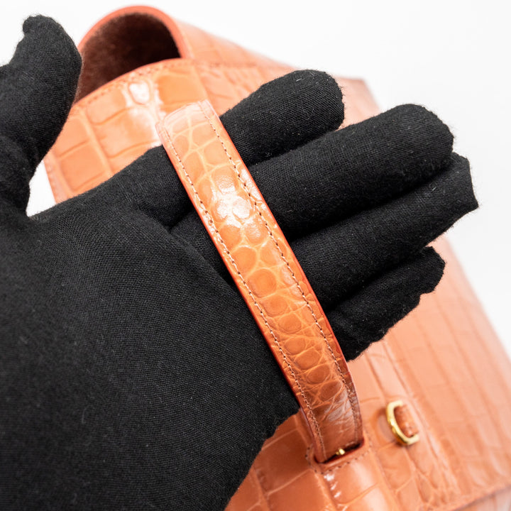 Top Quality Celine Nano Belt Bag Croc embossed calfskin Lychee pink