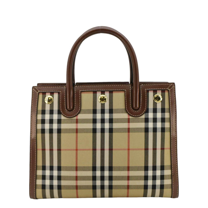 Burberry Title Mini Vintage Check Canvas Two Handle Shoulder Bag Brown