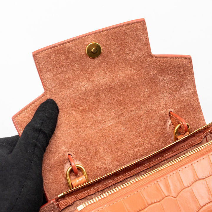 Celine Nano Belt Bag Croc embossed calfskin Lychee pink