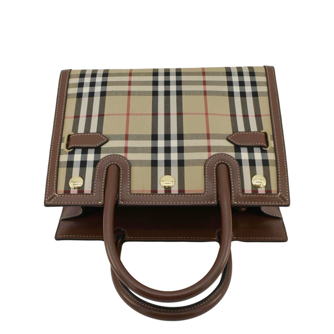 Burberry Title Mini Vintage Check Canvas Two Handle Shoulder Bag Brown
