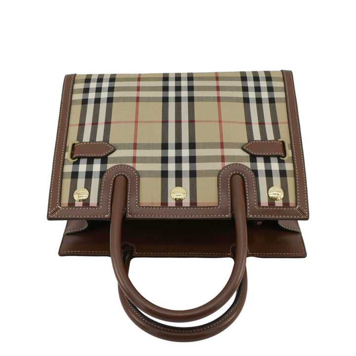 Burberry Title Mini Vintage Check Canvas Two Handle Shoulder Bag Brown