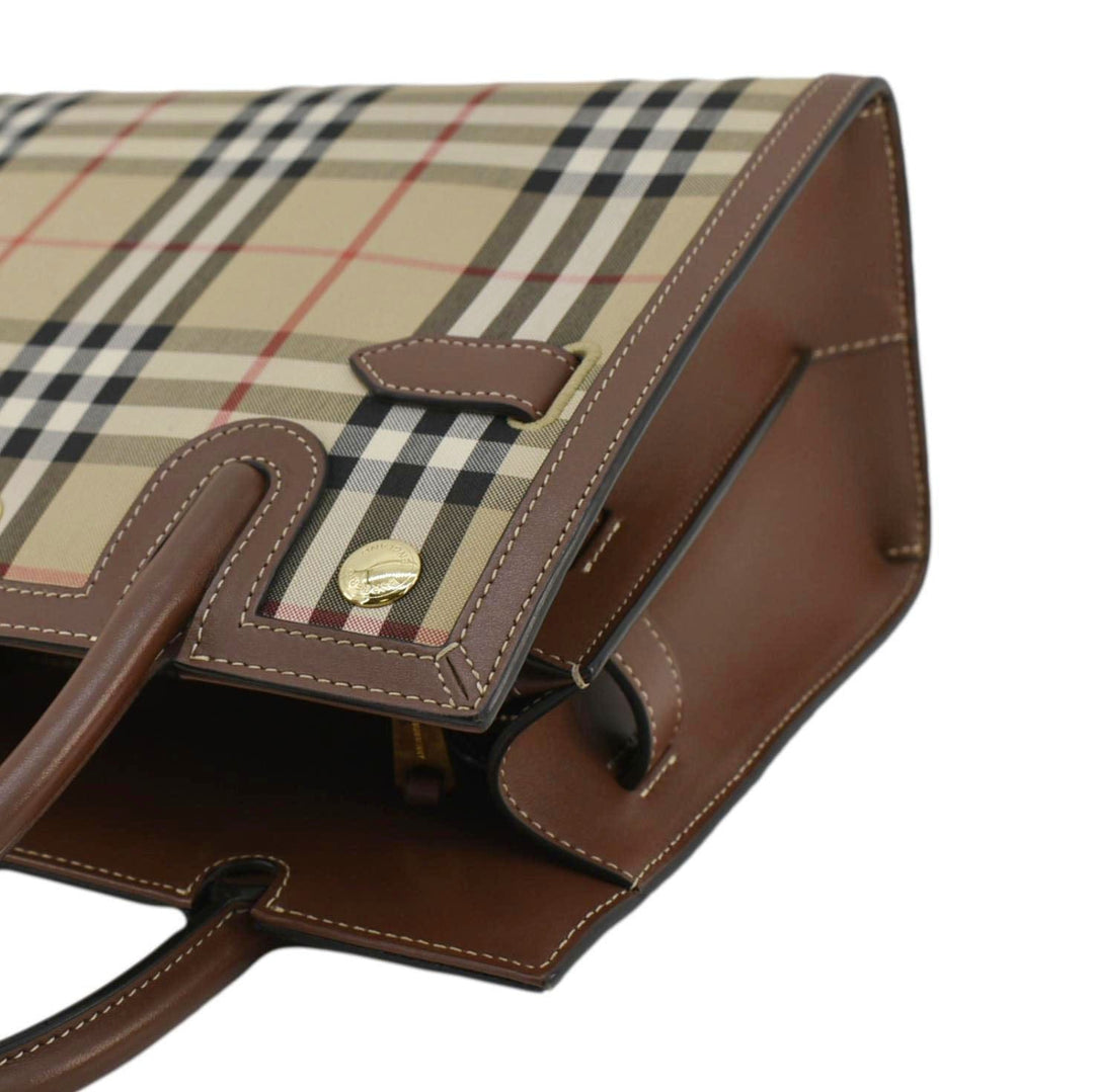 Burberry Title Mini Vintage Check Canvas Two Handle Shoulder Bag Brown