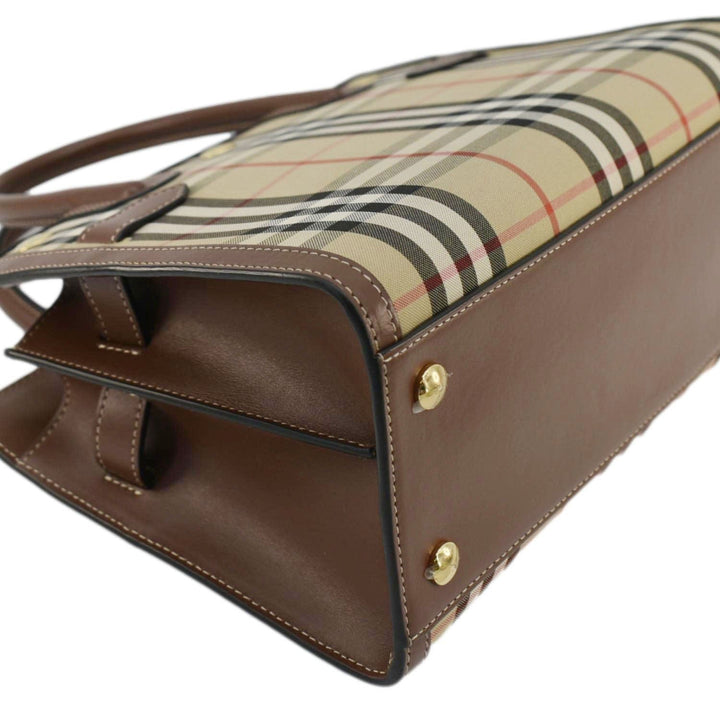 Burberry Title Mini Vintage Check Canvas Two Handle Shoulder Bag Brown
