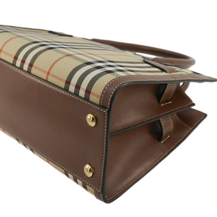 Burberry Title Mini Vintage Check Canvas Two Handle Shoulder Bag Brown