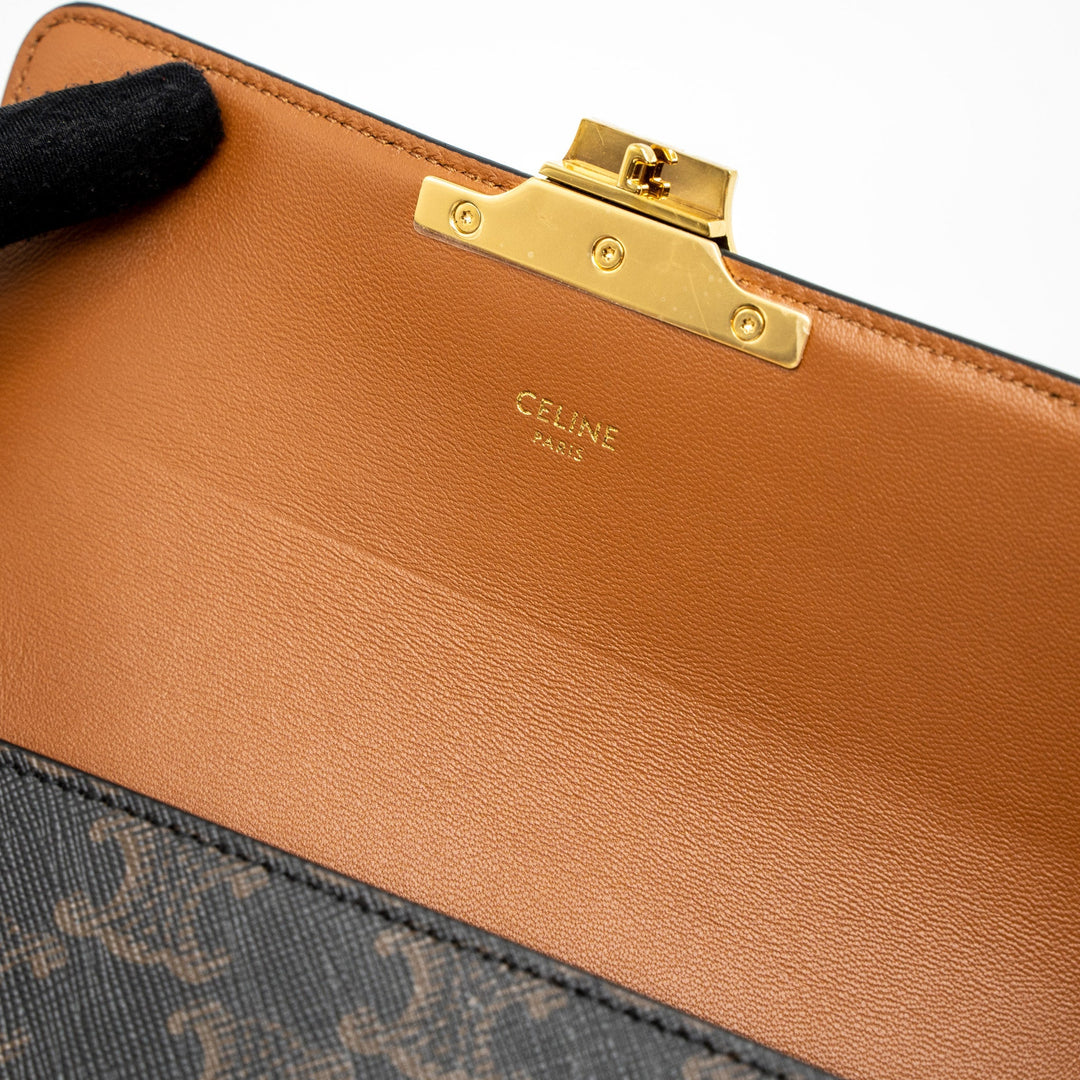 Top Quality Celine Triomphe Shoudler Bag Triomphe Canvas/Calfskin Tan